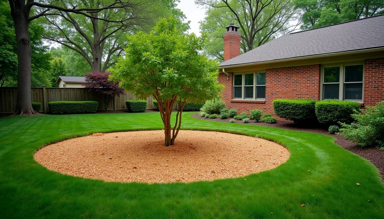 Clean yard and clear roofline after a tree job
